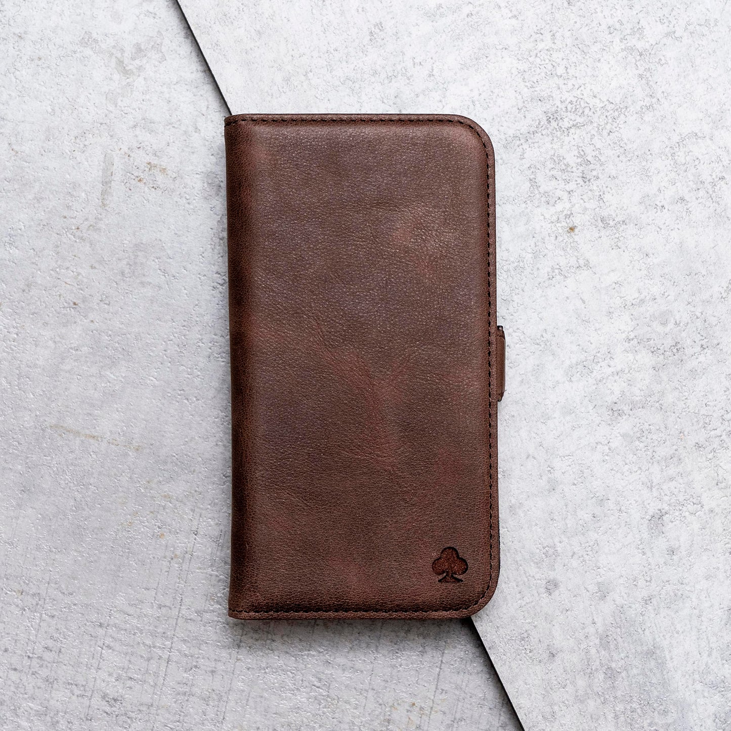 Porter Riley - Leather Case Compatible with iPhone 17 Pro Max. Premium Genuine Leather Stand/Cover/Wallet/Flip Case with Card Slots & Horizontal Stand (Chocolate Brown)