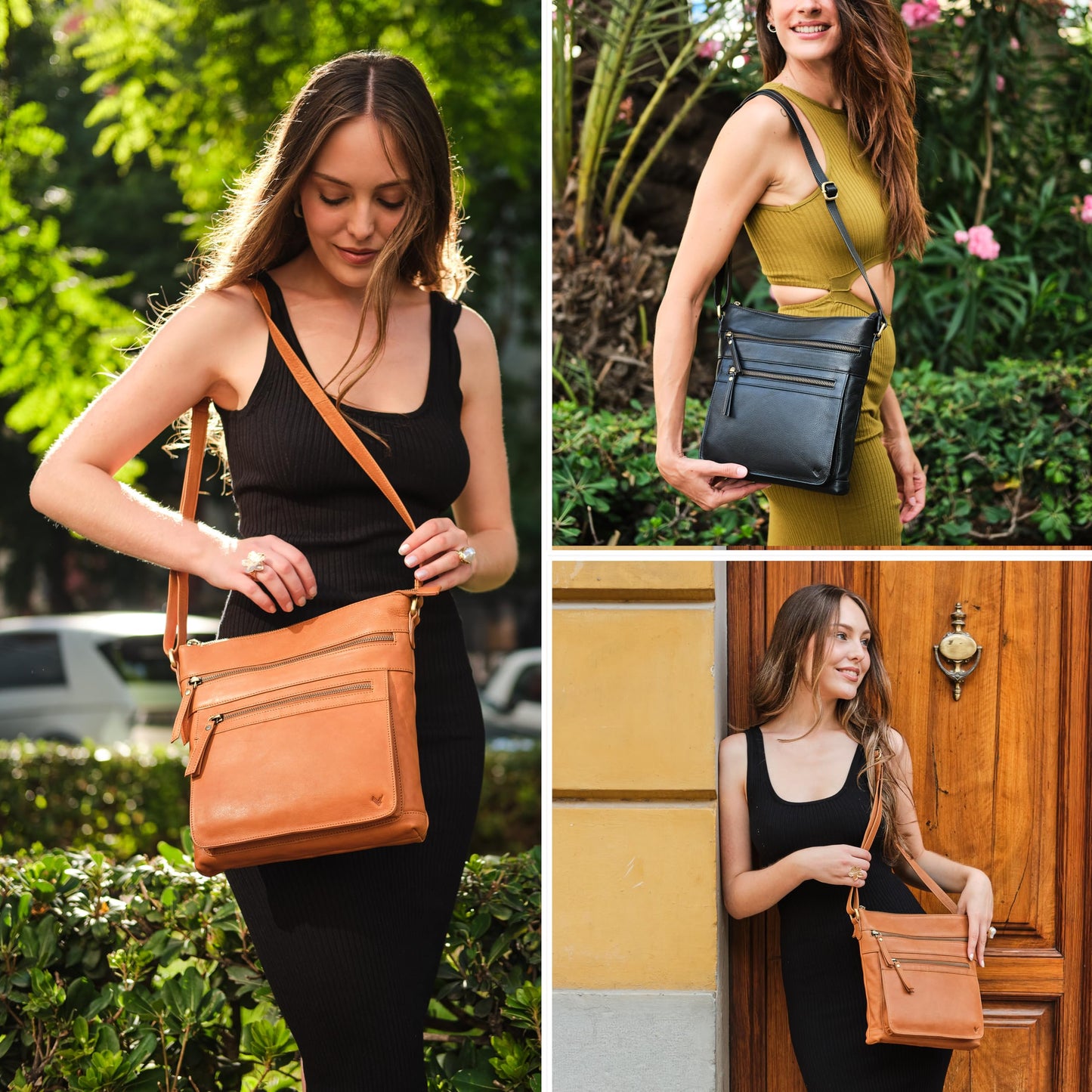 Lavalen Leather Crossbody Bags for Women - Leather Cross Body Bag for Woman -Small Handbag with Large Capacity & Many Zippers