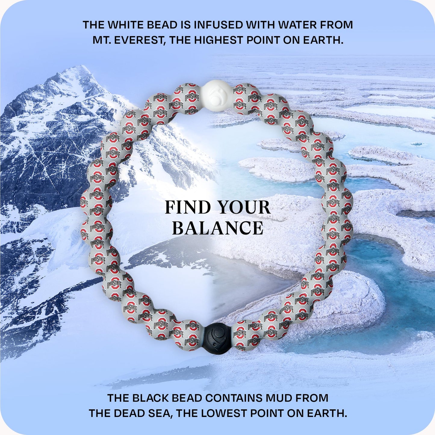 Lokai Collegiate Silicone Beaded Bracelet for Women & Men, Ohio State University - Medium, 6.5 Inch Circumference - Silicone Jewelry Fashion Bracelet Slides-On for Comfortable Fit