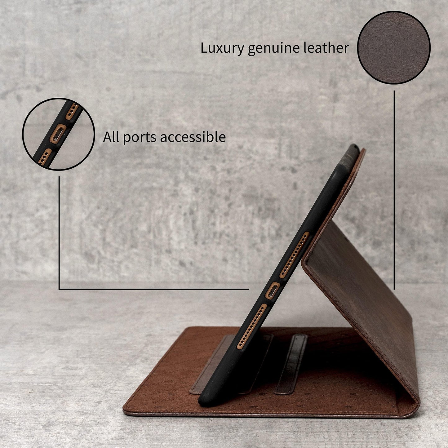Porter Riley - Leather Case Compatible with iPad Air 11" M4 (2026), M3 (2025) & M2 (2024). Premium Genuine Leather Stand/Cover/Flip Case (Chocolate Brown)