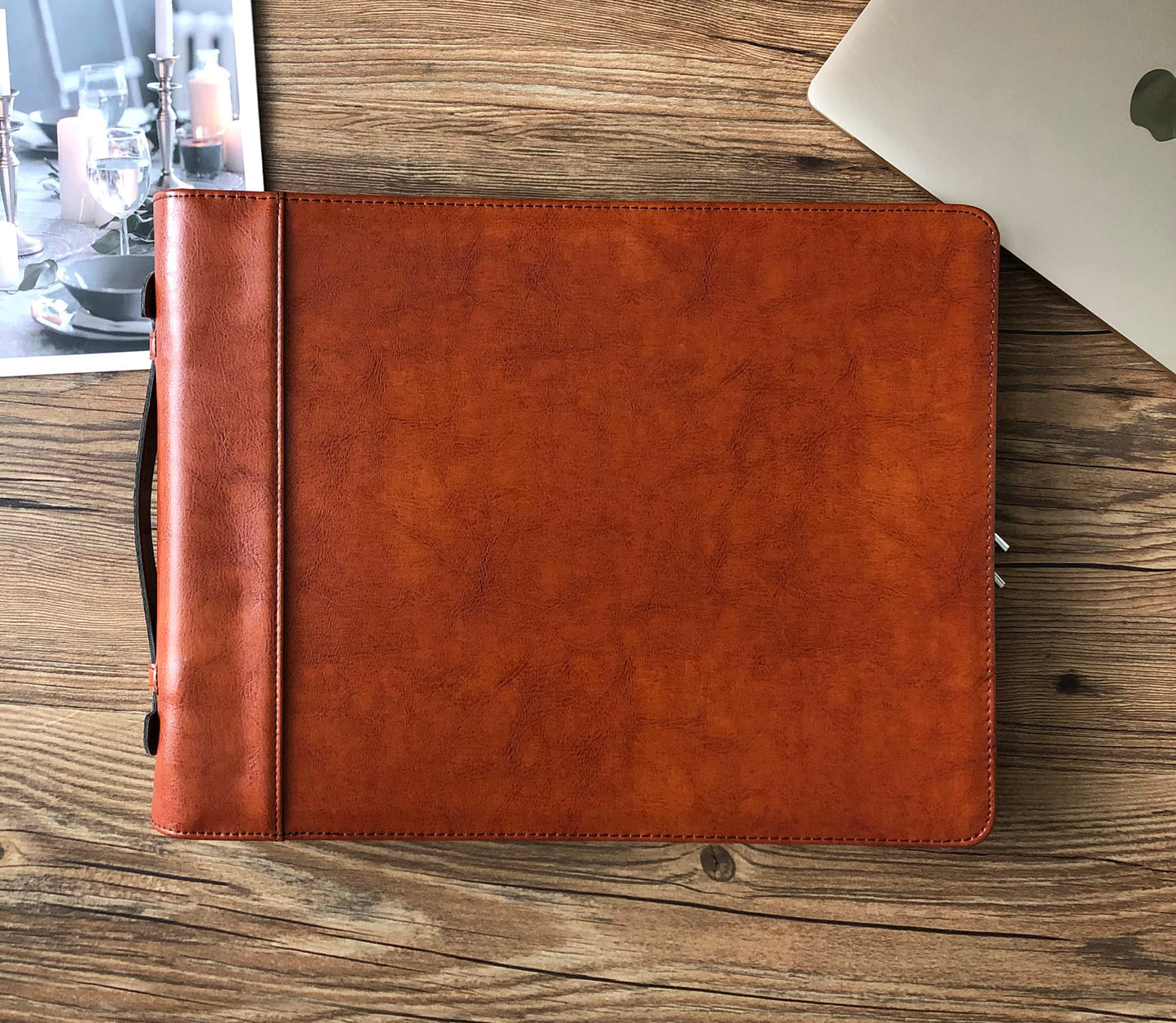 Vegan Leather Business Check Binder 7 Ring, Zippered Business Checkbook Cover, Premium Check Portfolio with Handle, 600 Checks Capacity for 9 x 13 inch Sheets (Standard, Brown)