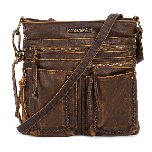 Montana West Crossbody Bags for Women Shoulder Purse and handbags Medium Multi Pocket Travel Bag,MWC-252BR