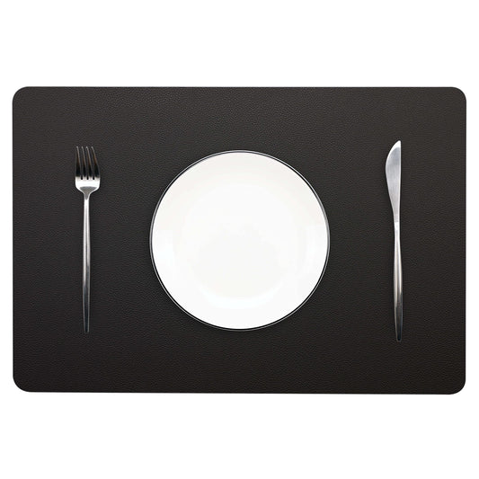 Wipeable Placemats Leather Table Mats Waterproof Heat-Resistant Easy to Clean for Dining Table Set Kitchen Table (6, Black)