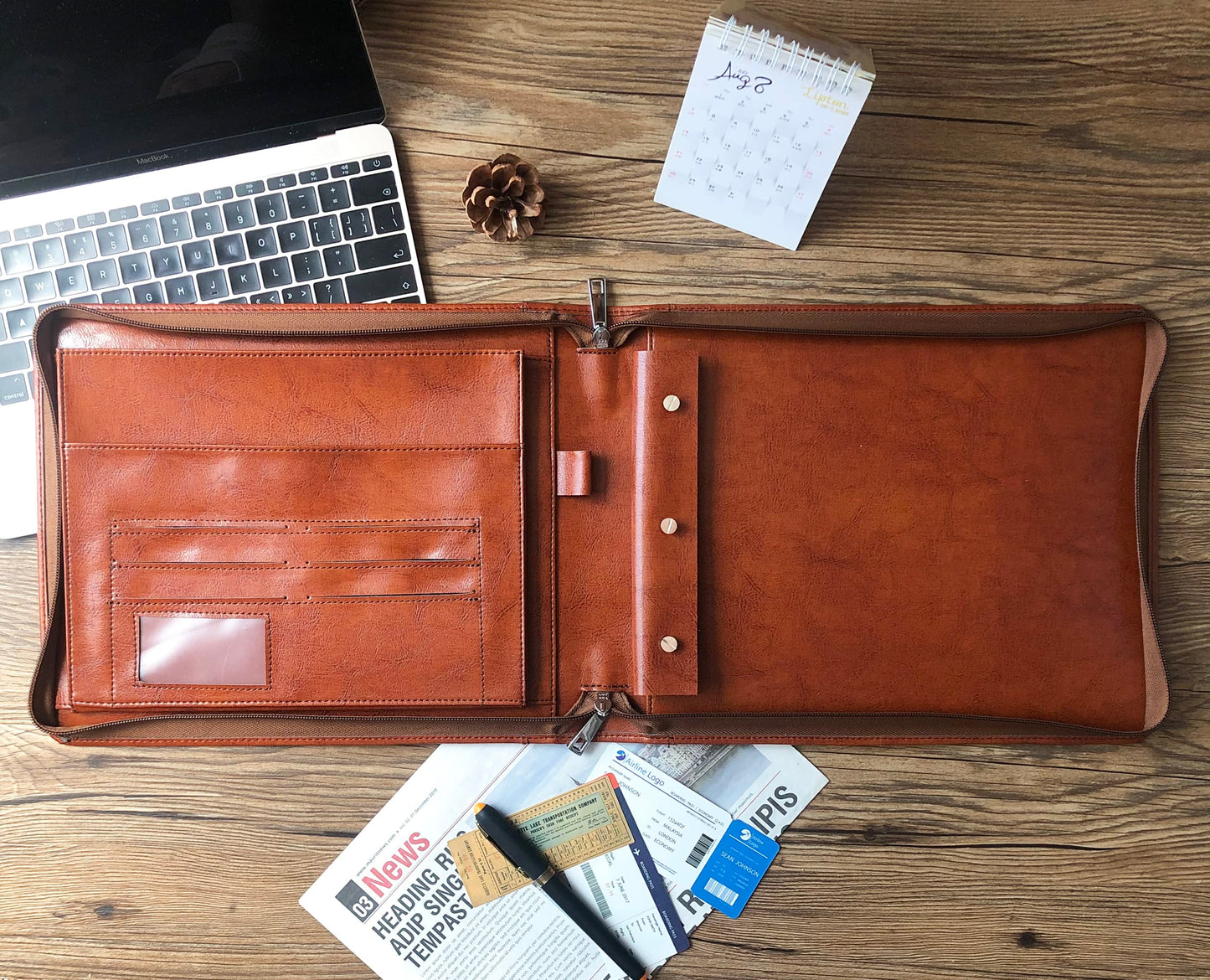 Cadderki Professional Vegan Leather Pilot Logbook, Pilot Journal for Letter Size Paper, Pilot Log Book Binder, Pilot Log Organizer, logbook Aviation Cover