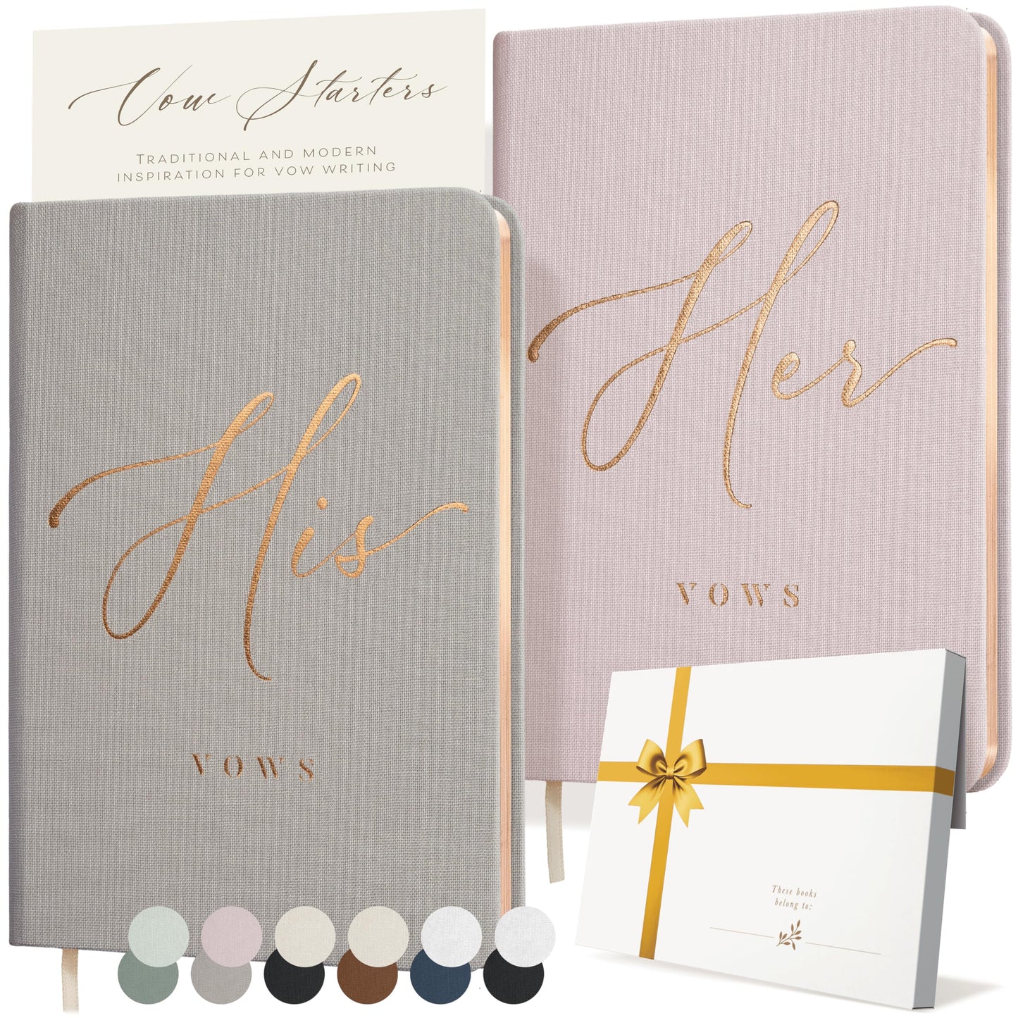 ARTESORI Vow Books His and Hers - Linen Wedding Vow Books Perfect as Bride & Groom Gifts, Wedding Registry Ideas - His & Hers Gifts Wedding Vow Book - Wedding Essentials & Accessories [Blush & Grey]