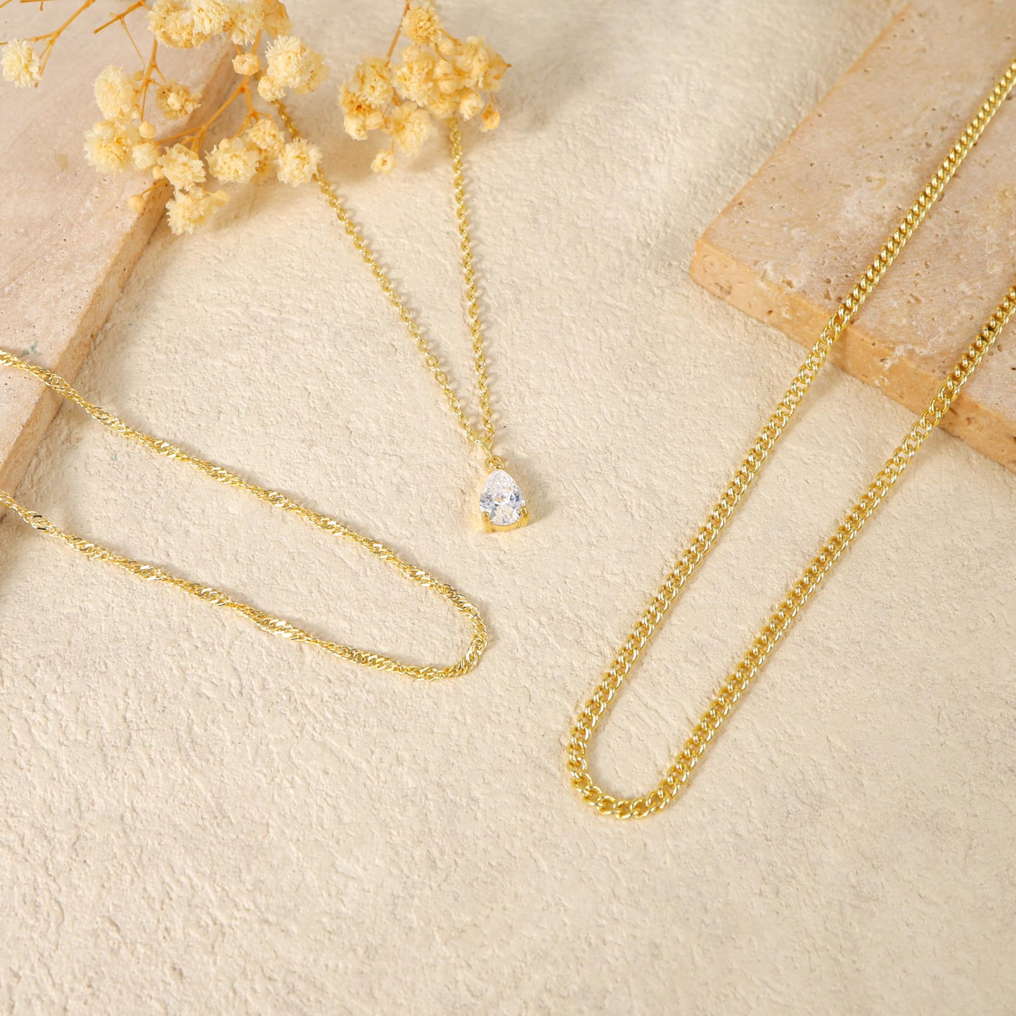 Layered Necklaces for Women Trendy,Stackable 14K Glod Plated CZ Pendant Necklace Dainty Gold Cuban Teardrop Necklace Choker Chain Small Cute Layered Necklaces Set for Women Fashion Jewelry Accessories