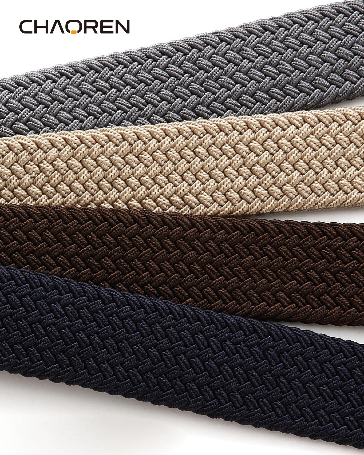 CHAOREN Stretch Belts for Men - Braided Elastic Golf Belt for Men 1 3/8"- Fits Casual Jeans & Shorts