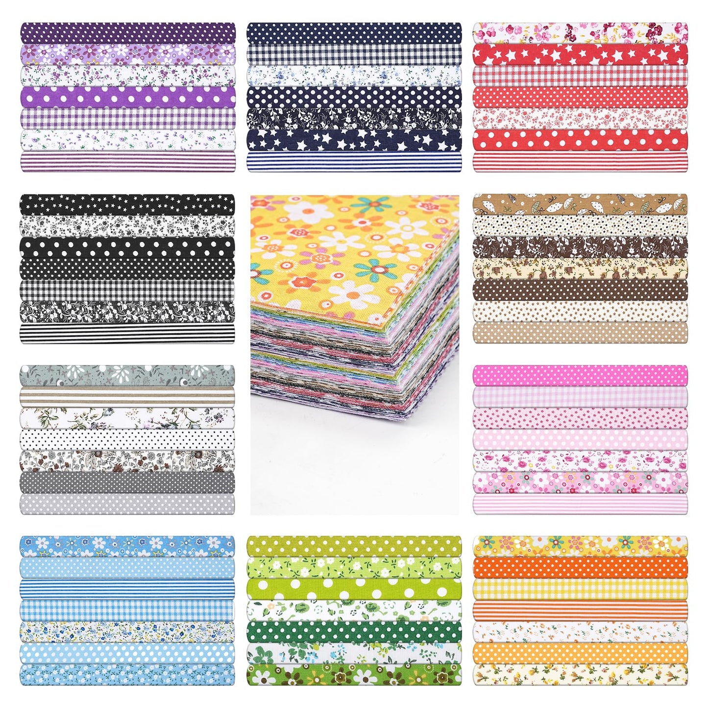 Vanttokeey 70Pcs Cotton Fabric Squares 10 x 10 Inches Quilting Fabrics Bundles Printed Floral Patchwork Sewing Supplies for DIY Crafting (Floral)