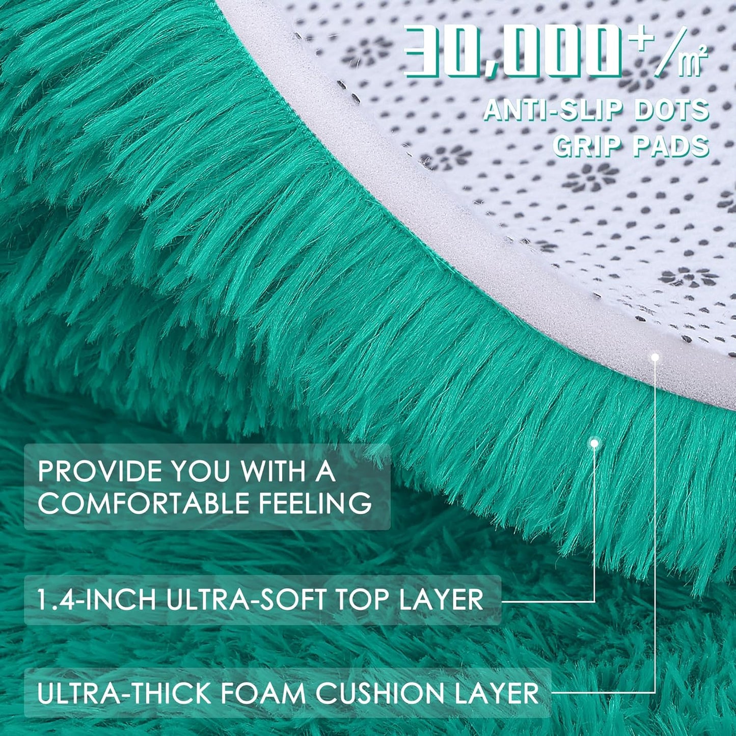 OLANLY Runner Rugs - Soft, Machine Washable Shaggy Design for Hallway & Bedroom | Teal Green 2x6 ft