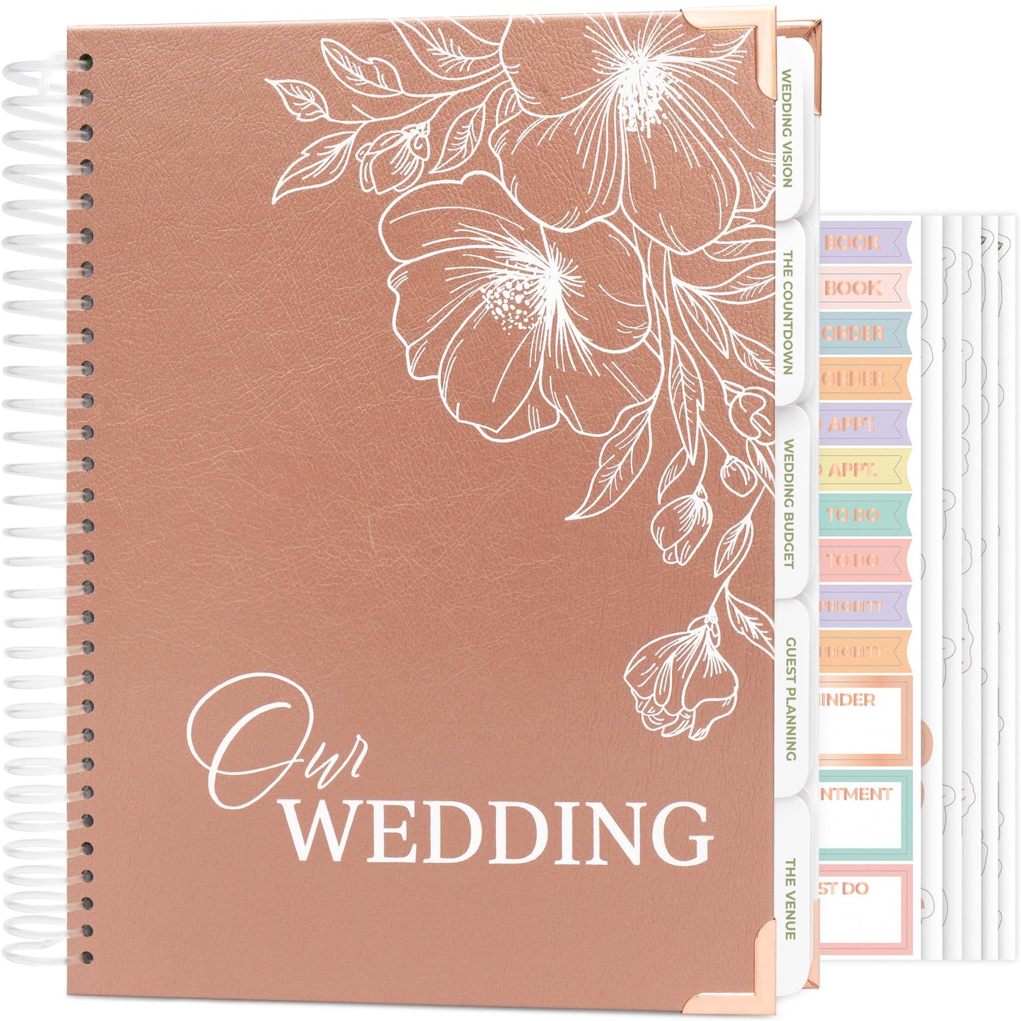 Clever Fox Wedding Planner Book and Organizer – Guided Wedding Planning Journal & Bridal Notebook with Tips & Checklists – Engagement Gifts for Bride or Engaged Couple (Rose Gold, White Foil)