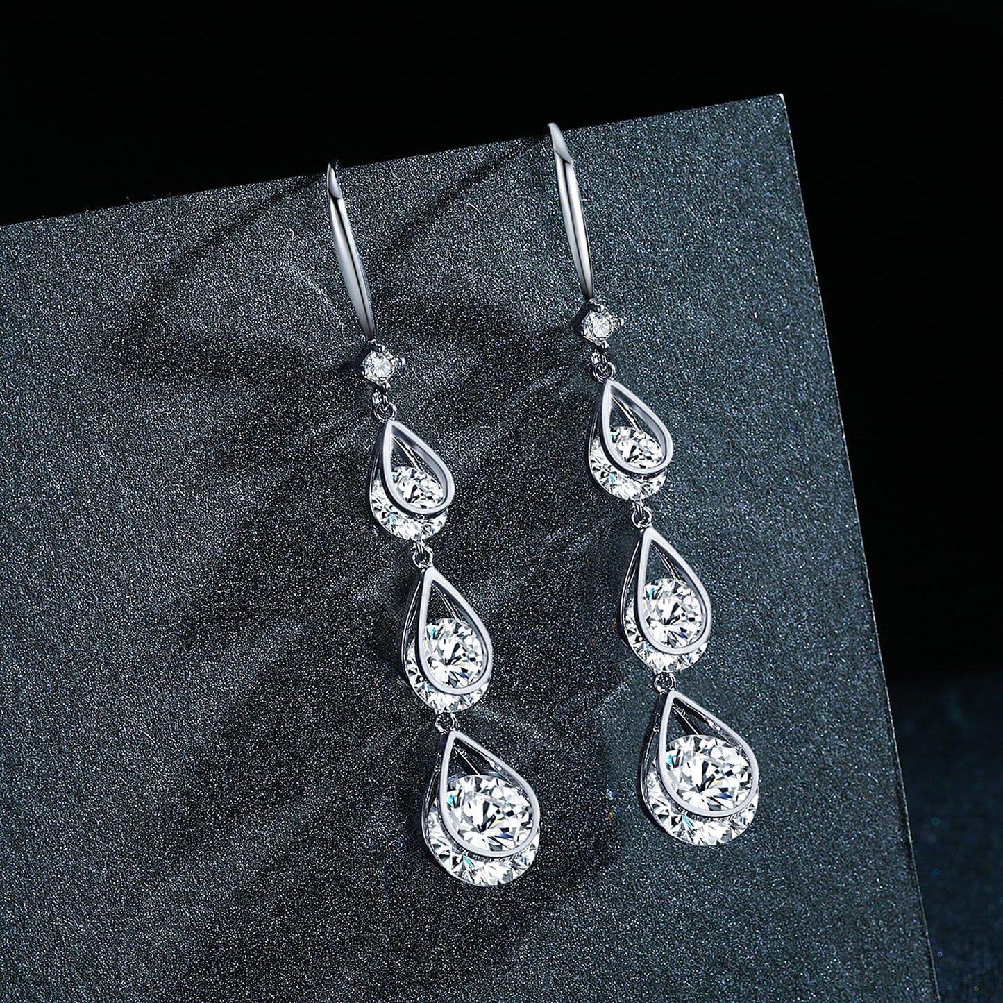 SBLING Cubic Zirconia Wedding Earrings for Brides Bridesmaids, Bridal Dangle Earrings, Crystal Drop earrings for Women Jewelry Gifts