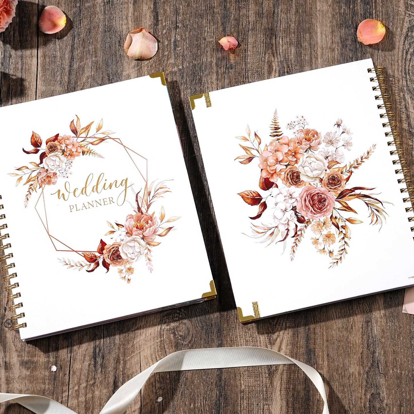 Wedding Planner Book and Organizer for the Bride - Planning With Tabbed Sections, 8.5" x 11", Hardcover, Metal Corner, 5 Inner Pockets, Sticker