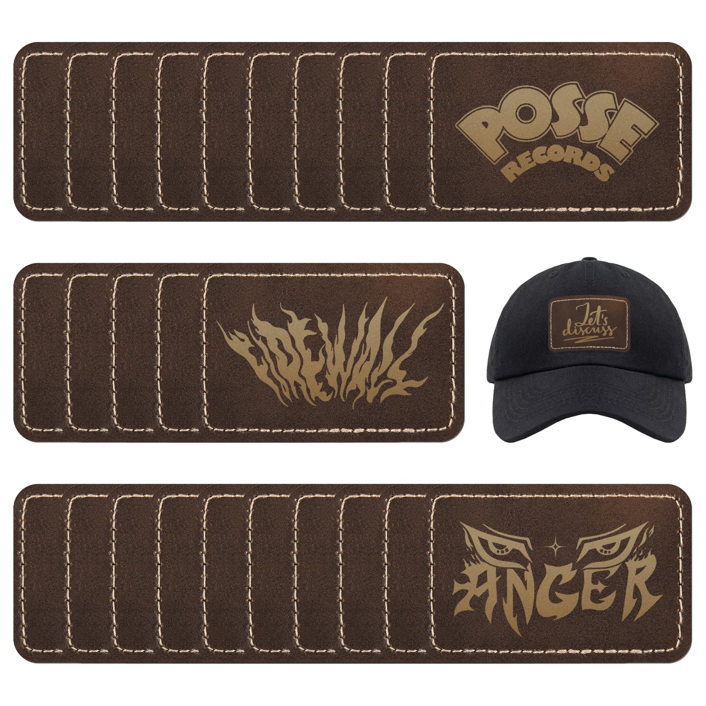 BUVKHMX Faux Leather & Leatherette Hat Patches - 30 Pack Blank Laserable Patches with Adhesive Backing for Customization, Fabric Repair, Sewing & Laser Engraving Supplies (3 x 2 Inch)