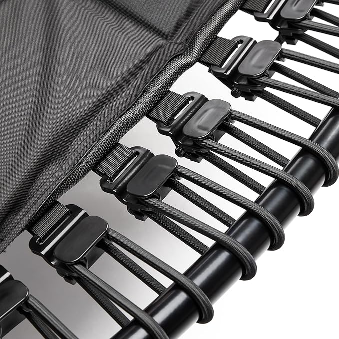 Sunny Health & Fitness Springless Mini Fitness Trampoline ??Premium Adjustable Bungee-Style Indoor/Outdoor Exercise Rebounder for Quieter and Safer Workouts