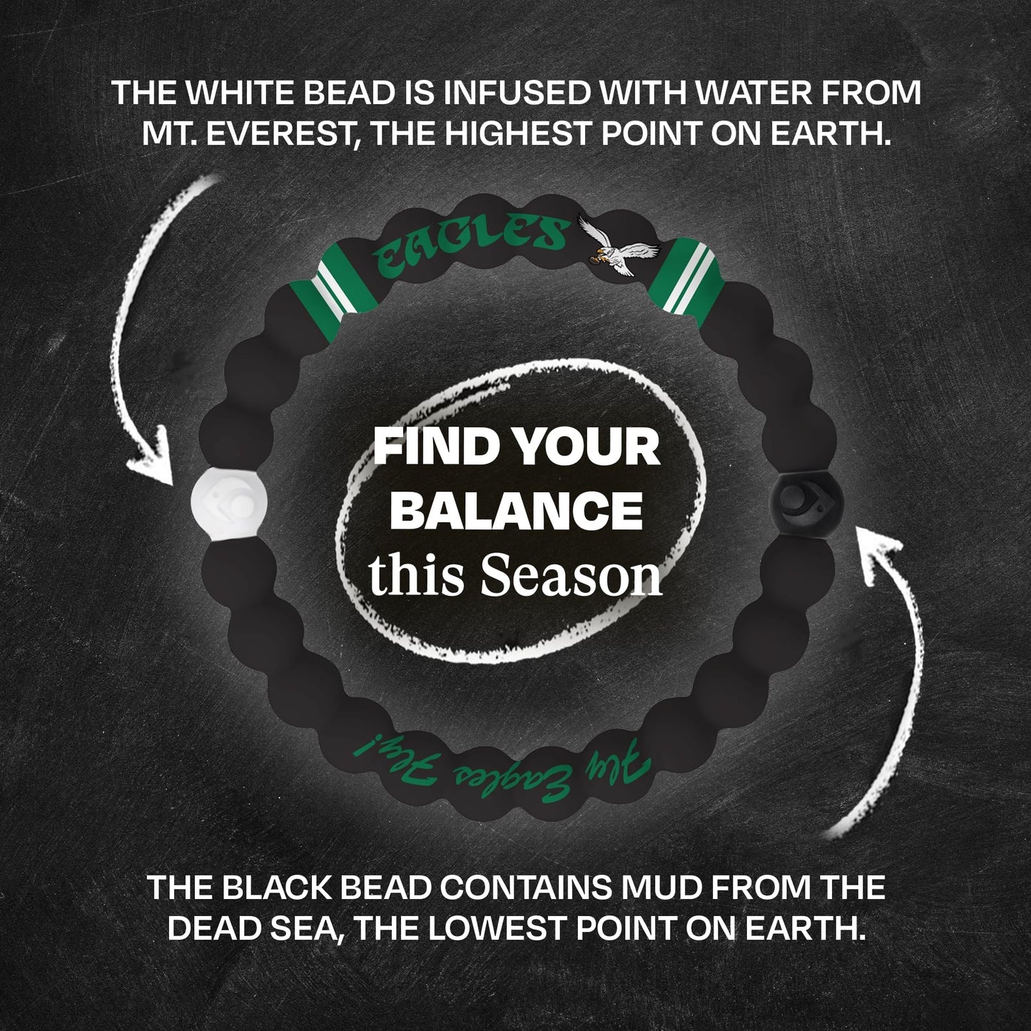 Lokai NFL Football Collection Silicone Beaded Bracelet, Philadelphia Eagles Retro Classic (Medium) - Beaded Bracelet for Women & Men, Silicone Jewelry Bracelet Slides-On for Comfortable Fit