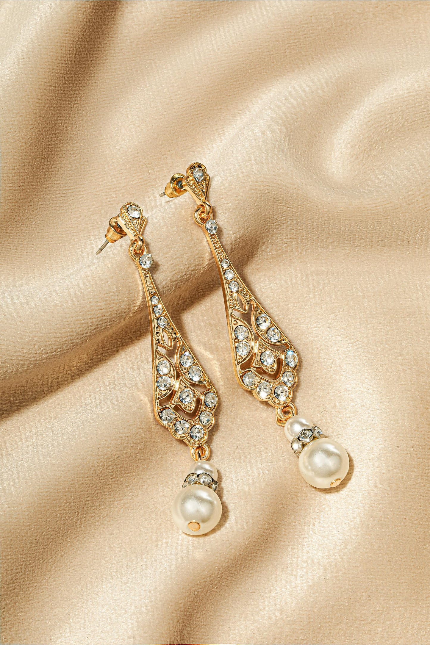 BABEYOND 1920s Flapper Art Deco Gatsby Earrings 20s Flapper Gatsby Accessories Vintage Wedding Dangle Pearl Earrings