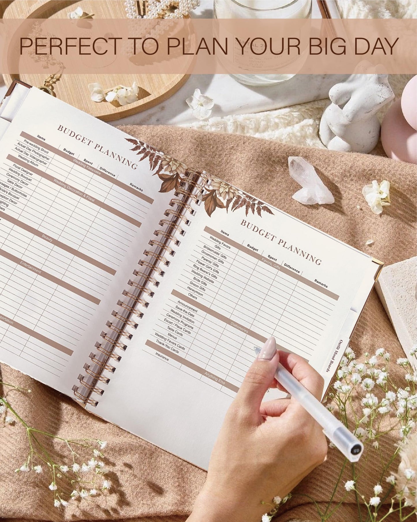 WeddingGiftsWedding Wedding Planner for Bride,Wedding Planning Book and Organizer,Wedding Binder Book with Pockets,Perfect Engagement Gifts for Newly Enaged Couples (Autumn)
