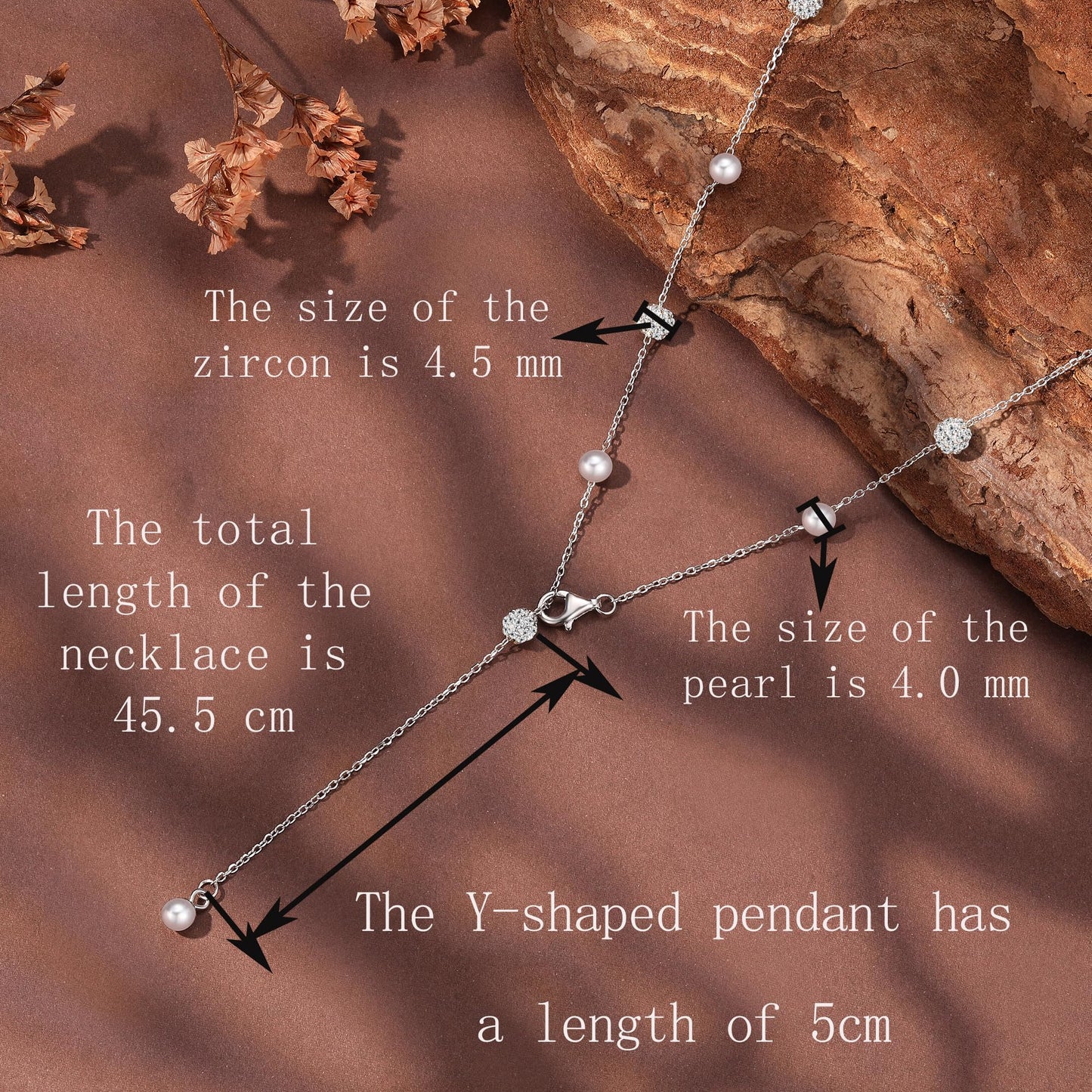 UTISUVIKO Lariat Necklace for Women,Dainty Long 14K Gold Plated Y-Shaped Pearl Necklace 925 Sterling Silver Cubic Zirconia Crystal Ball Sparkle Necklace for Mother Daughter Wedding Valentine’s Day Jewelry