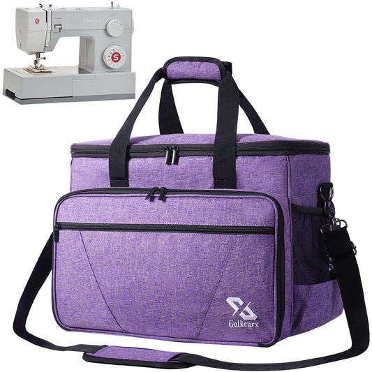 Golkcurx Sewing Machine Carrying Case with Removable Bottom Pad, Side Pocket for Sewing Kit Storage and Adjustable Shoulder Strap, Universal Sewing Machine Bag Fits Standard Singer, Brother, Janome