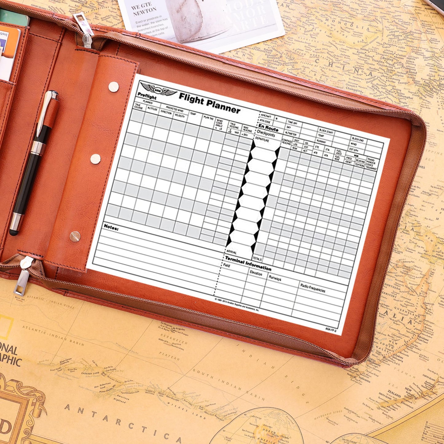 Gvalant Professional Vegan Leather Pilot Logbook, Pilot Journal for Letter Size Paper, Pilot Log Book Binder, Pilot Log Organizer, logbook Aviation Cover