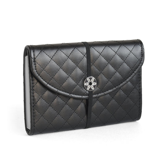 Black Faux Leather 13-Pocket Coupon, Photo, Recipe & Receipt Organizer (Quilted)