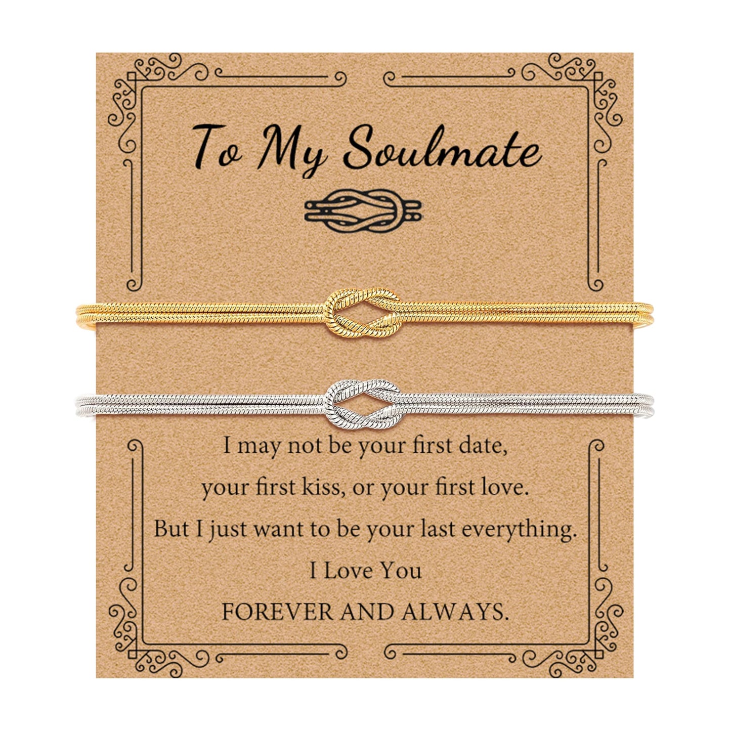 GRCLD Matching Bracelets for Couples Love Knot Bracelet Pinky Promise Soulmate Relationship Friendship Bracelets Forever Infinity Jewelry Gifts for Women Teen Her Him (SOUL-G+S)