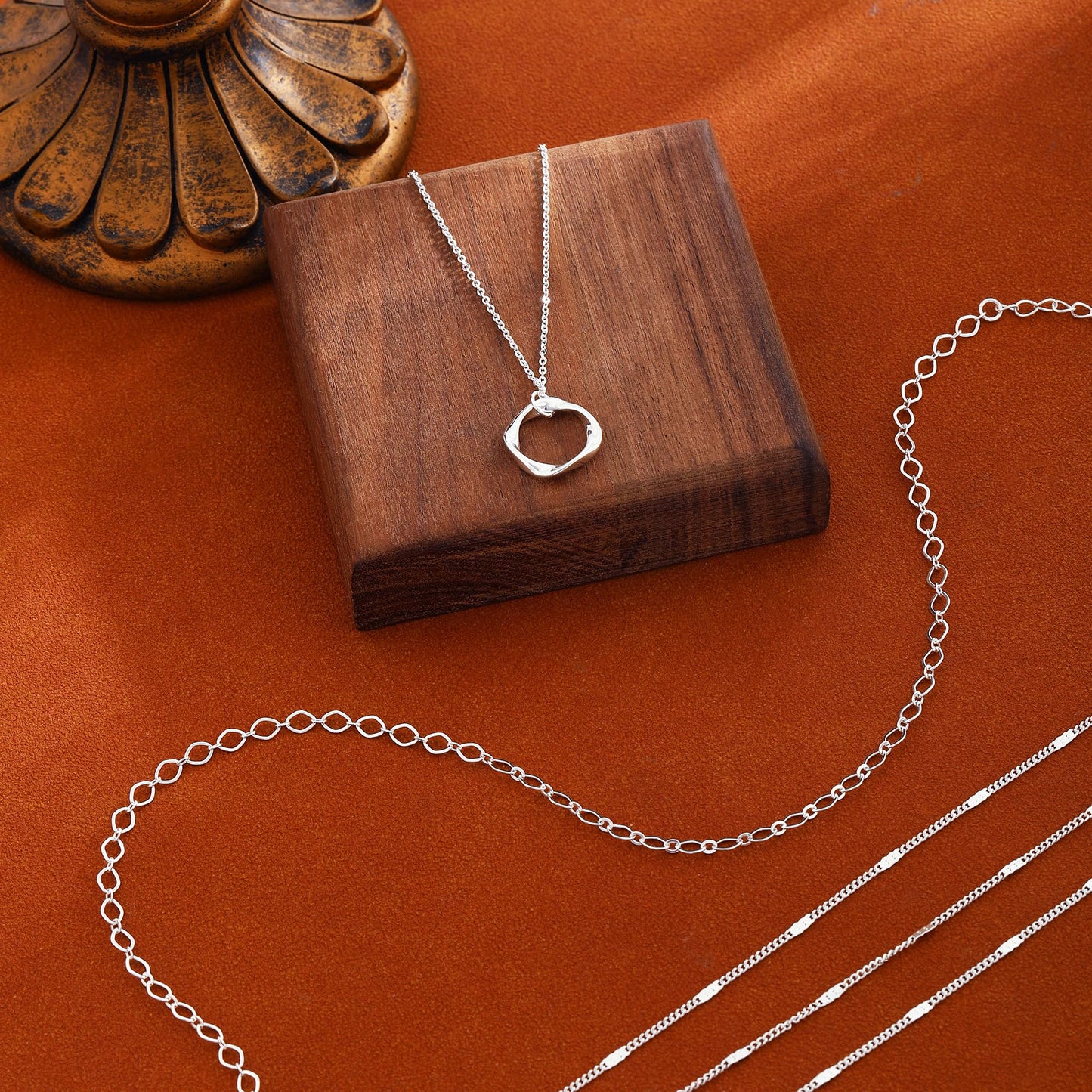 Layered Gold Necklaces for Women Stackable Dainty 14K Gold Plated Silver Chain Necklace Layering Cute Fashion Pendant Choker Necklaces Trendy Jewelry Set Gifts for Women (Oval paper clip flat strip square, silver)