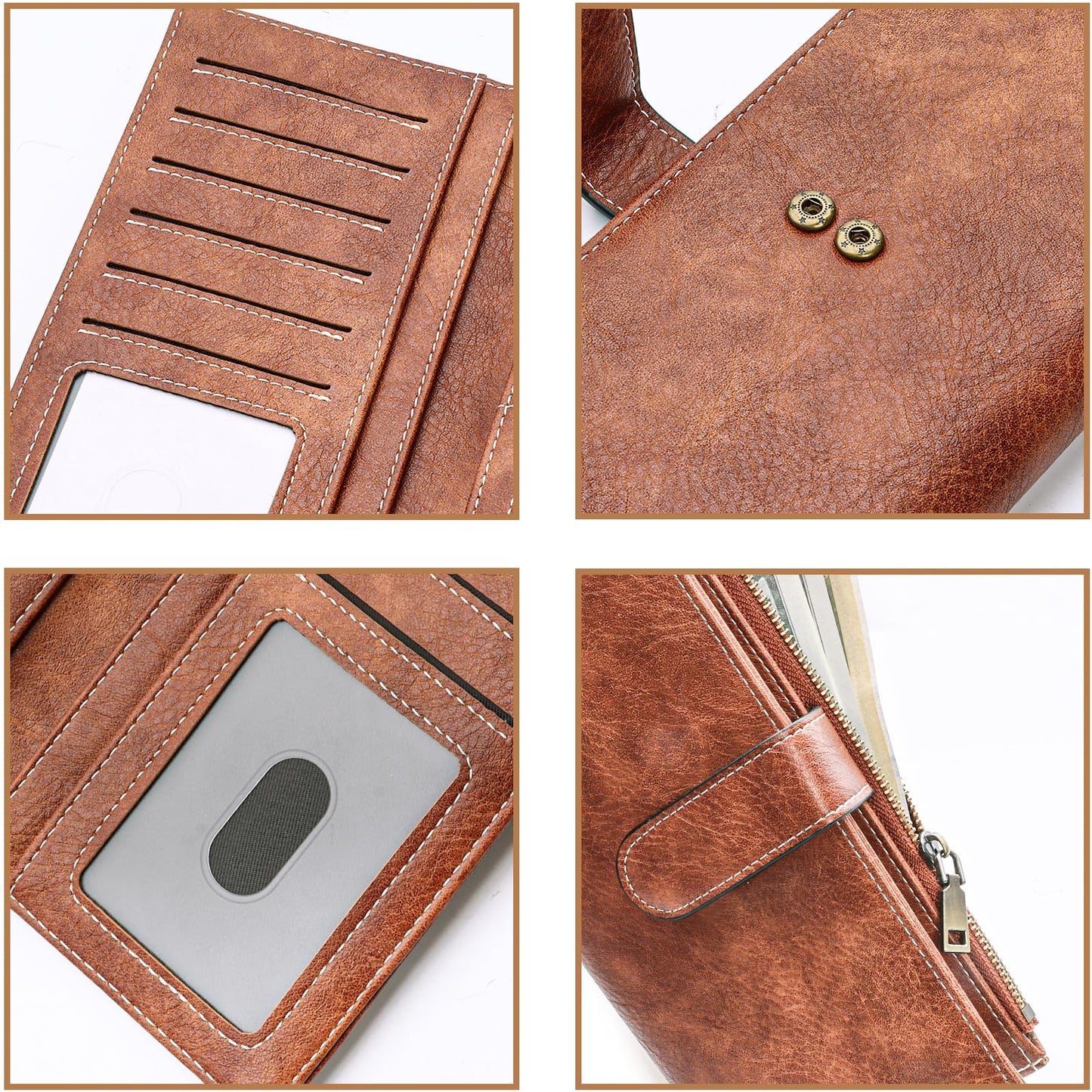 XINNSTAR Womens Wallet RFID Blocking Large Capacity Credit Card Holder Long Purses for Women with Wristlet Pocket ID Window