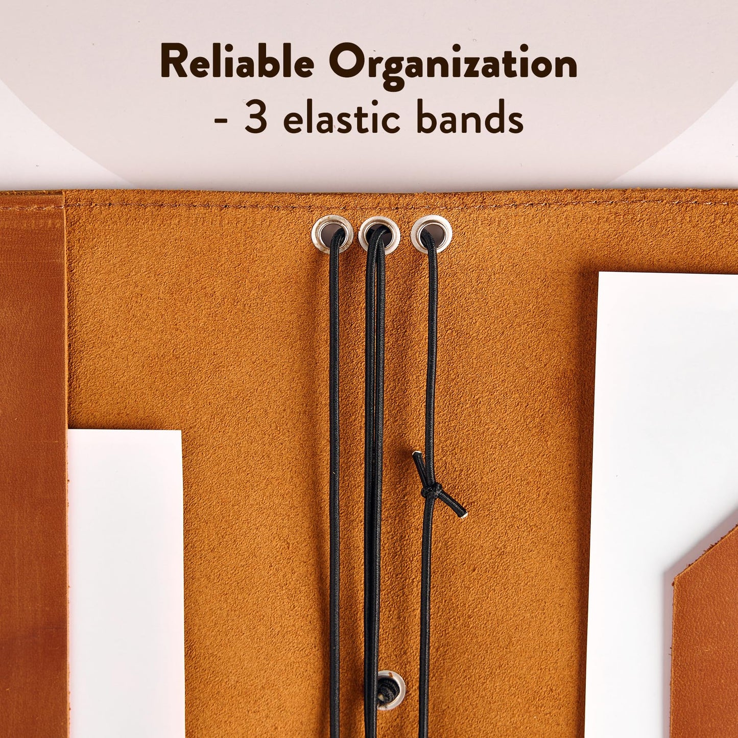 TORAKIP Genuine Leather Journal Cover A5 – Refillable Notebook Organizer with 3 Elastic Bands, Card Slots, Pen Holder & Interior Pockets, Fits 5.8" x 8.3" Notebooks (Paper Not Included), Warm Brown