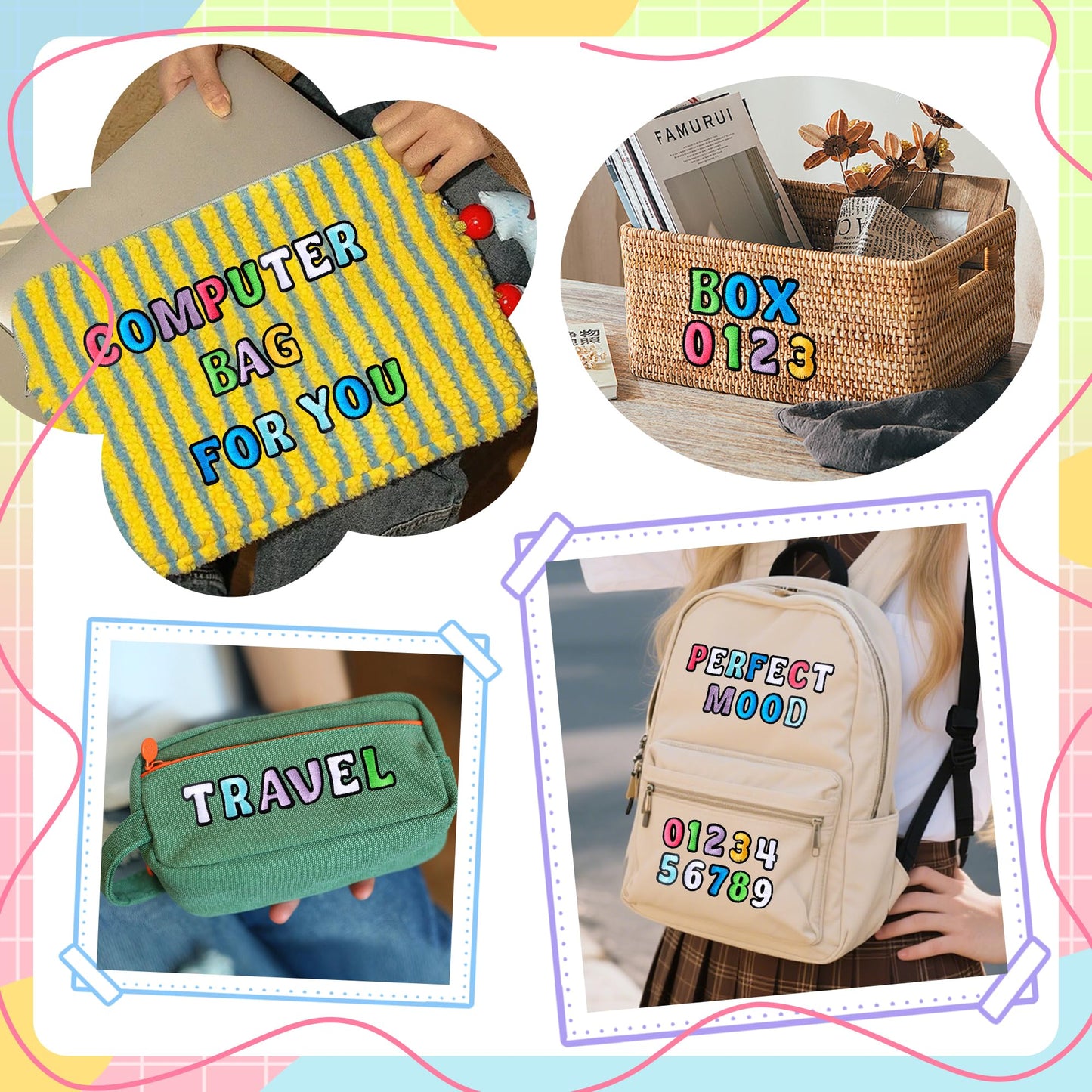 144PCS Iron On Letter Patches Iron On Letters for Clothing Fabric Backpacks Hat Jeans Jackets Shirts Bags Varsity Girls Boys, Applique Sew On Embroidered Letters Alphabet A-Z Number Patches 0-9