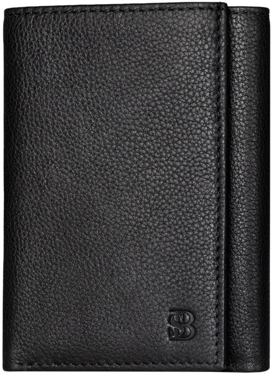 SERMAN BRANDS Trifold Wallet for Men - RFID Blocking Genuine Leather, 11 Card Slots & ID Window, Slim Everyday Carry, Durable Stitching, Gift for Him