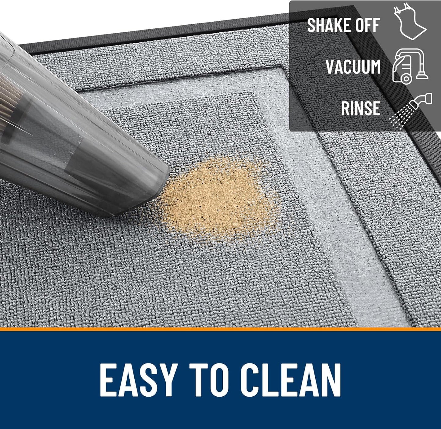 OLANLY Front Door Mat - Waterproof All-Season Doormat for Indoor/Outdoor Use | Sturdy Natural Rubber, 29.5x17, Ash Gray