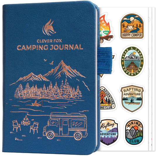 Clever Fox Camping Journal Pocket – Camping Log Book & Outdoor Adventure Journal – RV Travel Log Book – Gifts, Accessories & RV Essentials for Travel Trailers, 14 Trips, 3.7x5.7” (Mystic Blue)