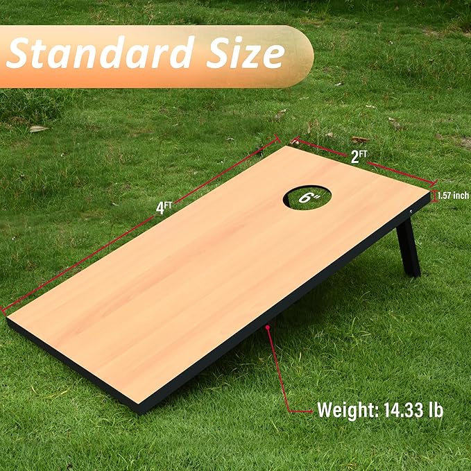 Cornhole Set, Regulation/Tailgate Size Cornhole Boards with 8 Bean Bags and Carrying Case, 4x2/3x2 Corn Hole Outdoor Game Toss Board for Adults Outside Activities