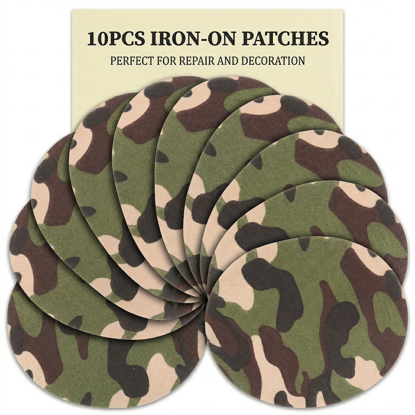 VILLCASE 10pcs Camo Iron On Patches for Clothes, Fabric Camouflage Repair Patches for Holes, Iron-on Knee & Elbow Patch for Jeans, Jackets, Pants (5.7" x 4.3")