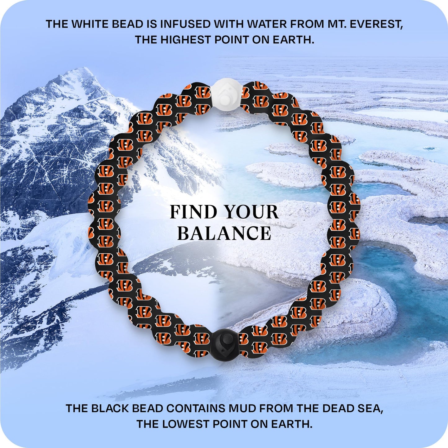 Lokai Silicone Beaded Bracelet for Men & Women, NFL Football Collection - Cincinnati Bengals, Medium - Silicone Jewelry Fashion Bracelet Slides-On for Comfortable Fit