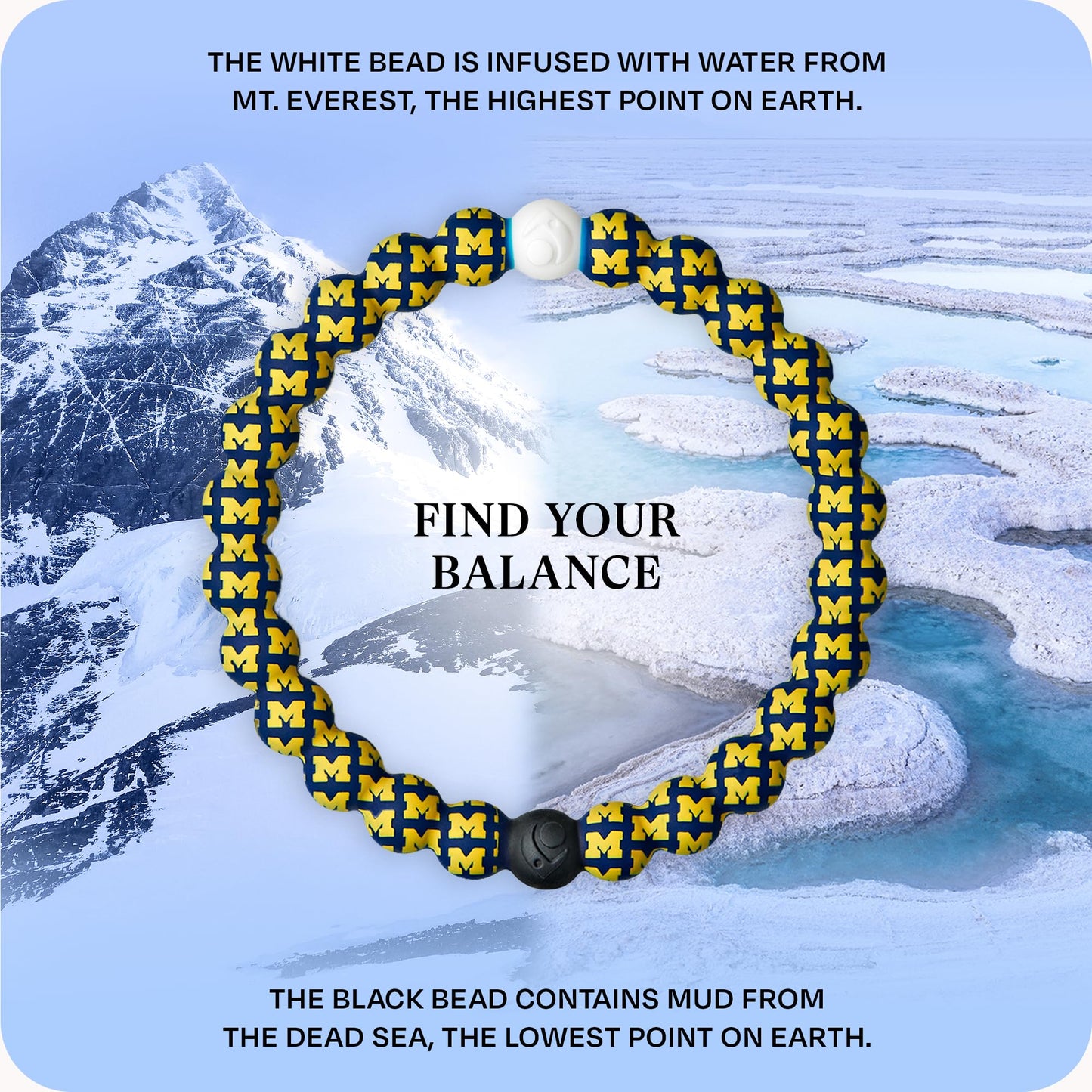 Lokai Collegiate Silicone Beaded Bracelet for Women & Men, Michigan Univesity - Medium, 6.5 Inch Circumference - Silicone Jewelry Fashion Bracelet Slides-On for Comfortable Fit