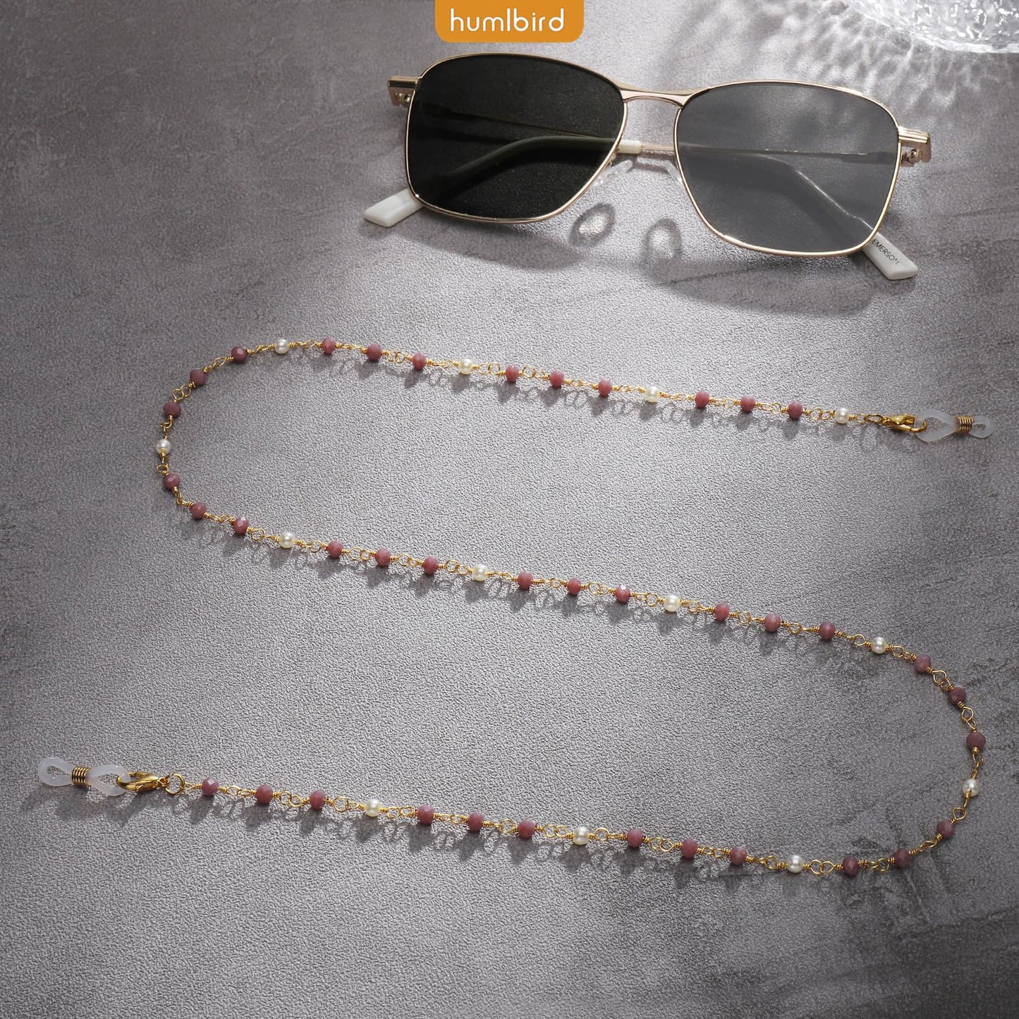 humlbird Eyeglasses Chain for Women Stylish Mask Lanyard Natural Crystal Mask Chain Eye Glasses Holder Strap Around Neck