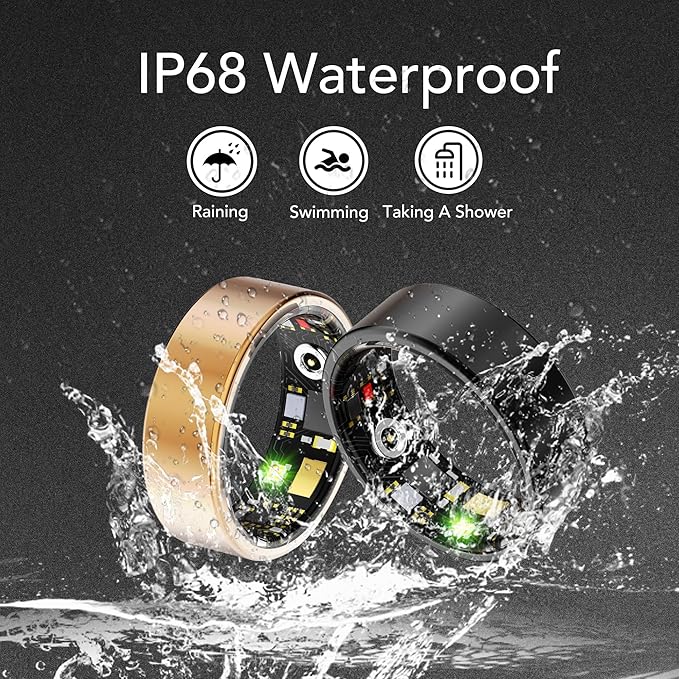 Smart Health Ring for Women Men Fitness Tracker with Heart Rate, Blood Oxygen, Blood Pressure, Sleep Monitoring, Step Counting, IP68 Waterproof for iPhone and Android, No APP Fee, Silver 8