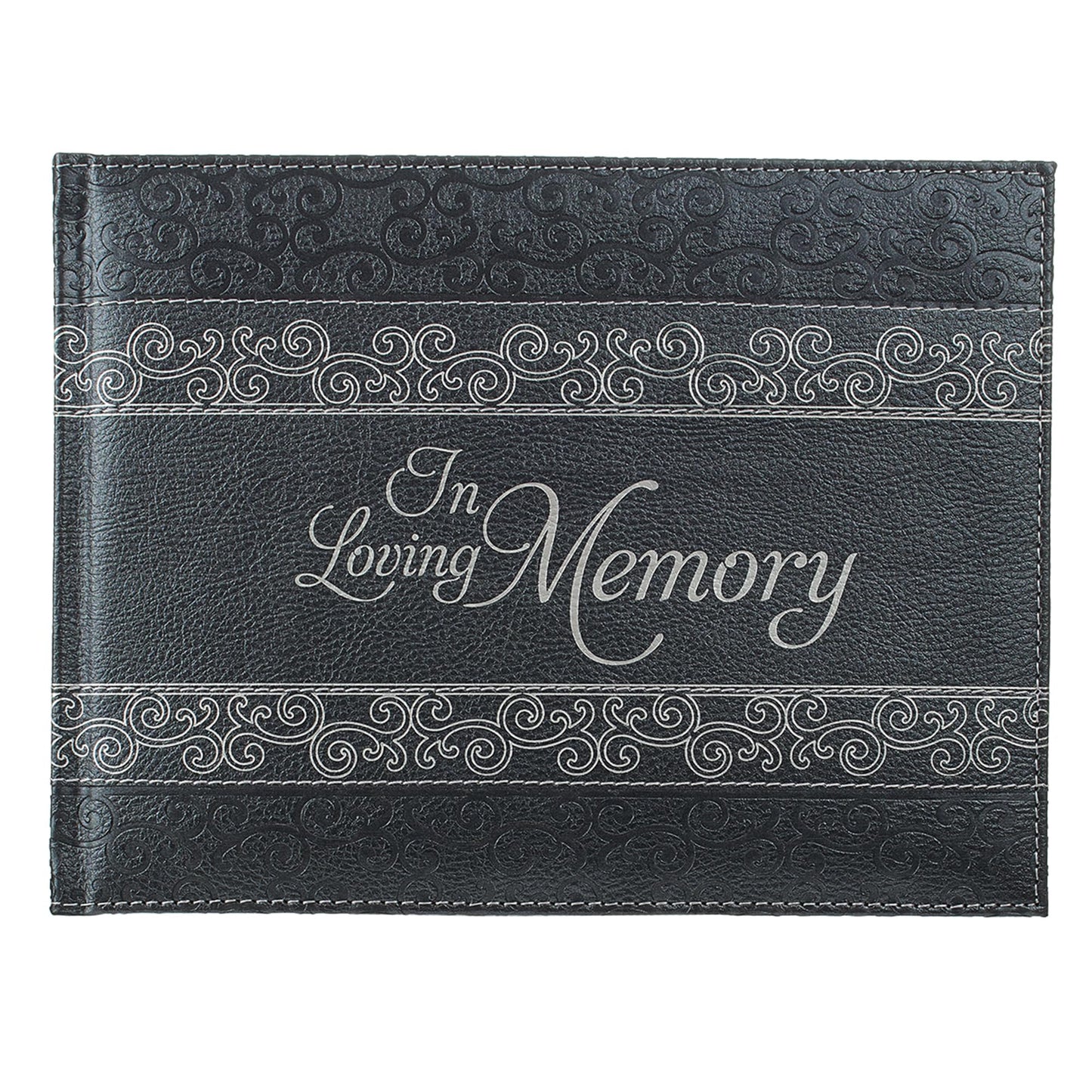Christian Art Gifts in Loving Memory Guest Book - Grey Padded Faux Leather w/Debossed Cover Design - Condolence Book, Funeral Guest Book, Memorial Sign-in Book for Funerals & Memorial Services