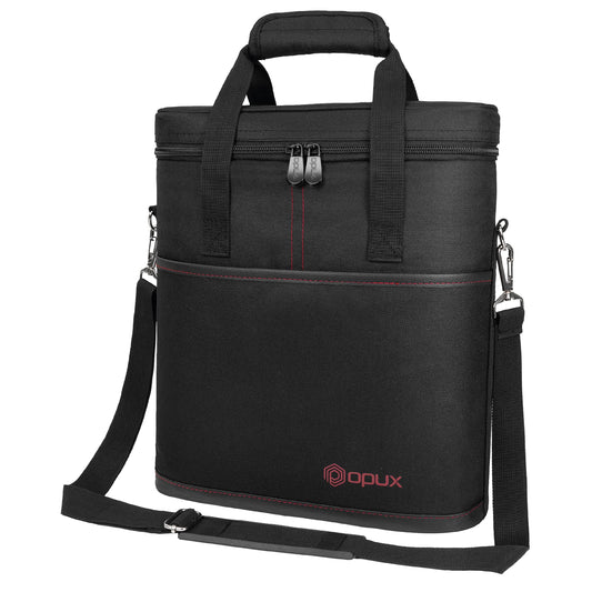 opux 3 Bottle Wine Carrier Tote, Insulated Leakproof Wine Cooler Bag, Wine Travel Bag Tote for Picnic BYOB Beach, Portable Wine Bottle Carrying Case, Gift for Wine Lover Women Men Christmas, Black
