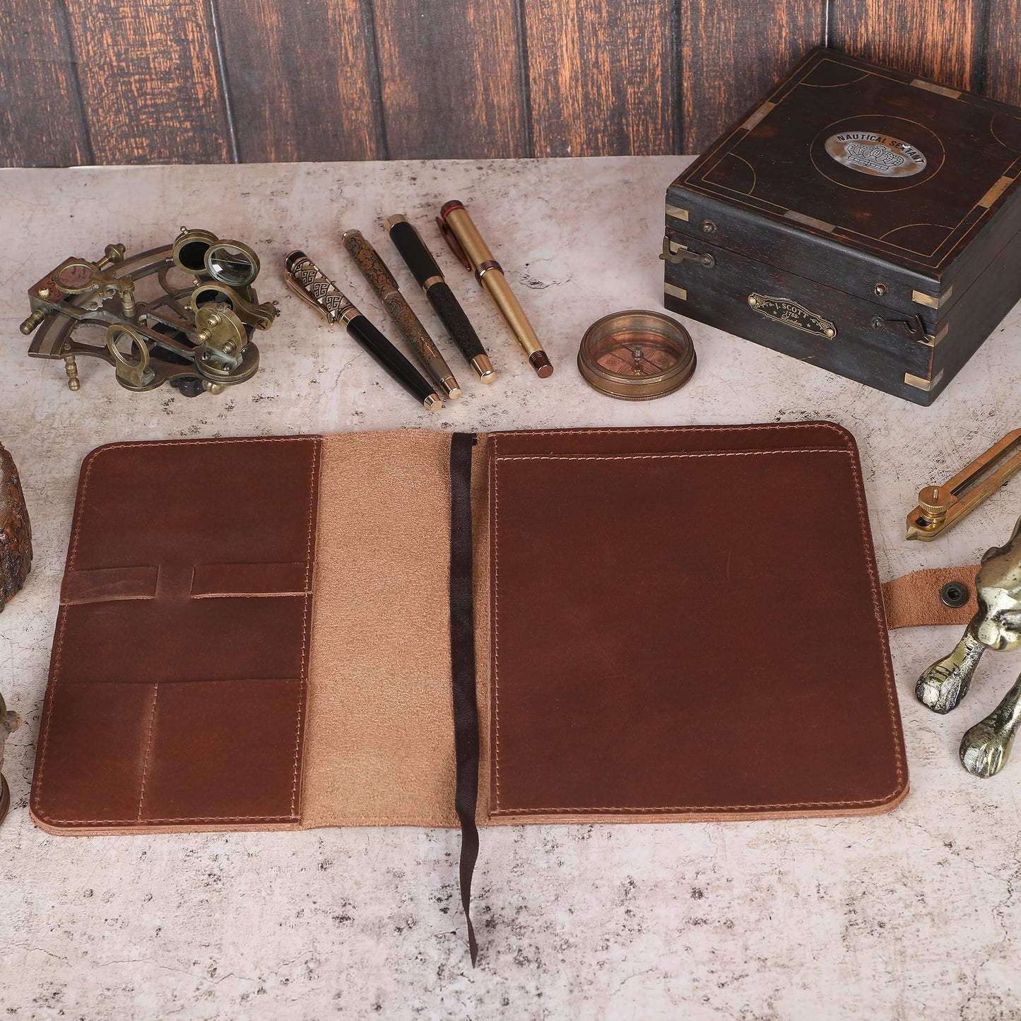 CestAntiQ Journal Cover – Rustic Leather Cover for 6x9 Top-Bound Spiral Steno Notebook, Handmade Refillable Cahier Cover, Leather Organizer for Journaling, Note Taking, Gifts (Tan)