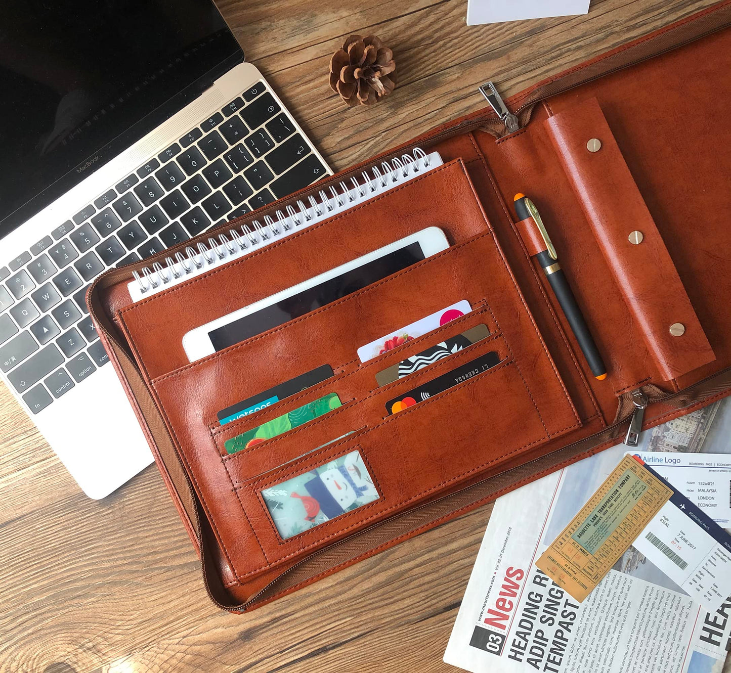 Cadderki Professional Vegan Leather Pilot Logbook, Pilot Journal for Letter Size Paper, Pilot Log Book Binder, Pilot Log Organizer, logbook Aviation Cover