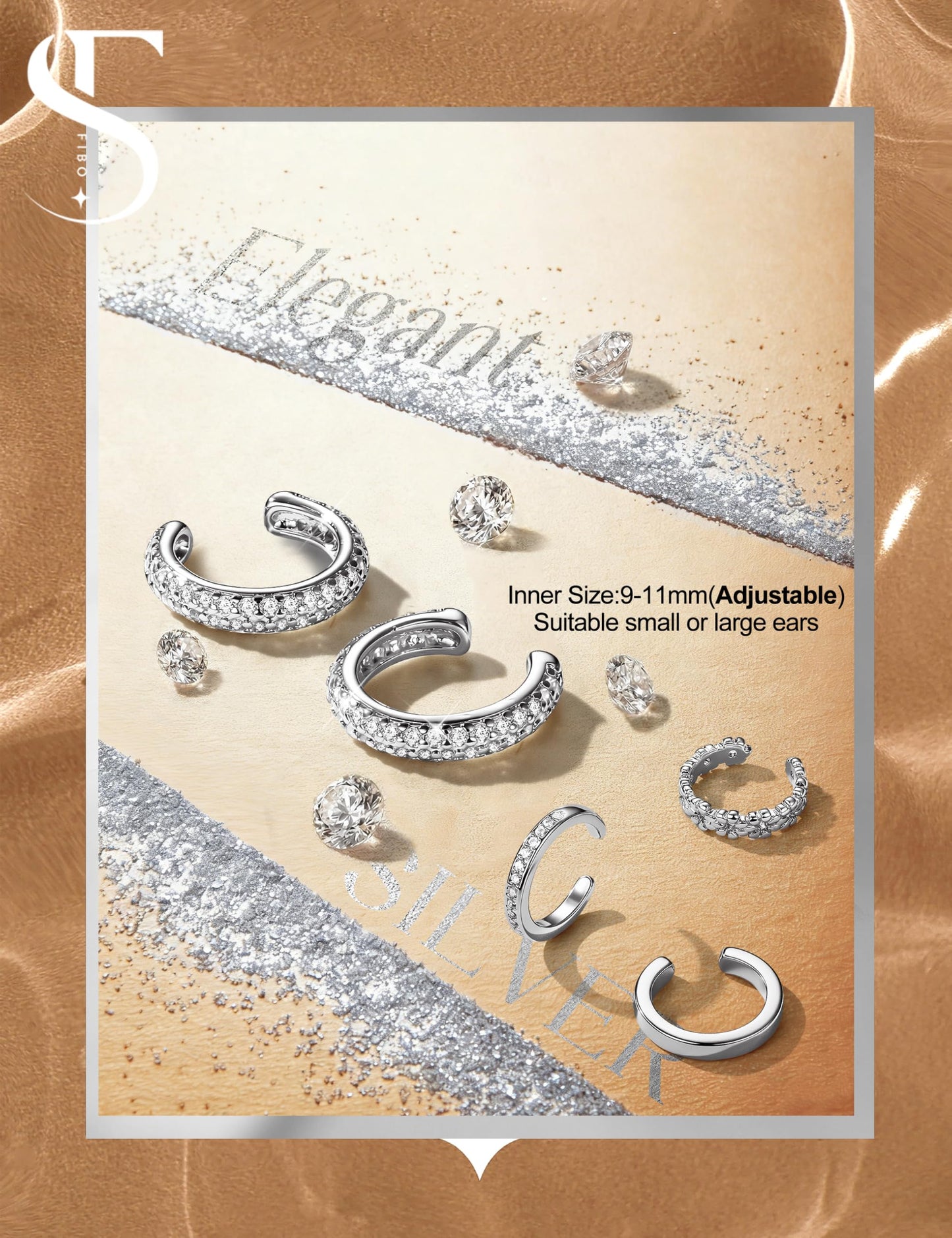 4 Pairs Ear Cuffs Non Piercing - Silver Plated Ear Cuffs Earrings for Women Trendy Ear Cuff for Non Pierced Ears Clip On Carrtilage Earring Lightweight Adjustable Fake Earrings Set Dainty