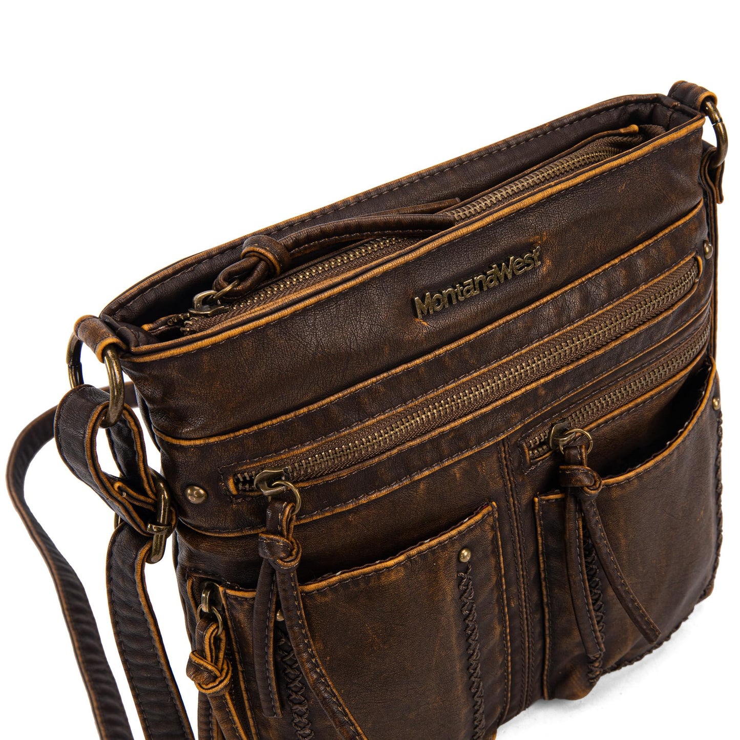 Montana West Crossbody Bags for Women Shoulder Purse and handbags Medium Multi Pocket Travel Bag,MWC-252BR
