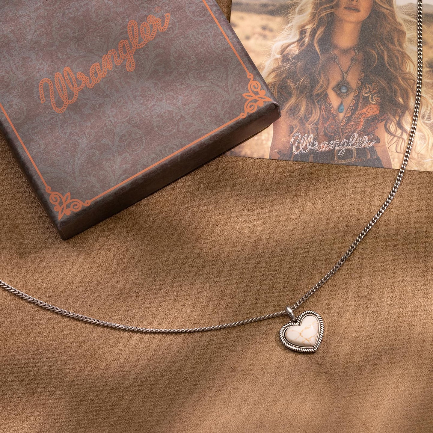 Montana West Wrangler Heart Turquoise Pendant Necklace for Women Western Gold Plated Cowgirl Cowboy Classic Trendy Jewelry AR-WNS-HT-1118SBG