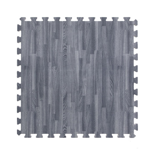 IncStores Premium Soft Wood Print Foam Flooring Tiles | Interlocking Foam Tiles for Home, Gym, Training and Yoga | 5/8" - Grey, 144 Square Feet
