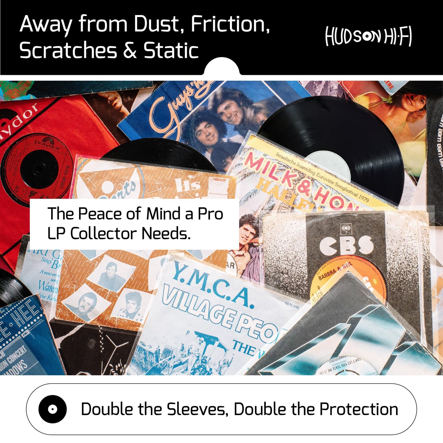 Hudson Hi-Fi Anti-Static Vinyl Record 250 Inner 250 Outer Sleeves - Ultimate LP Protection from Scratches, Dust & Dirt- Acid Free Thick Rice Paper