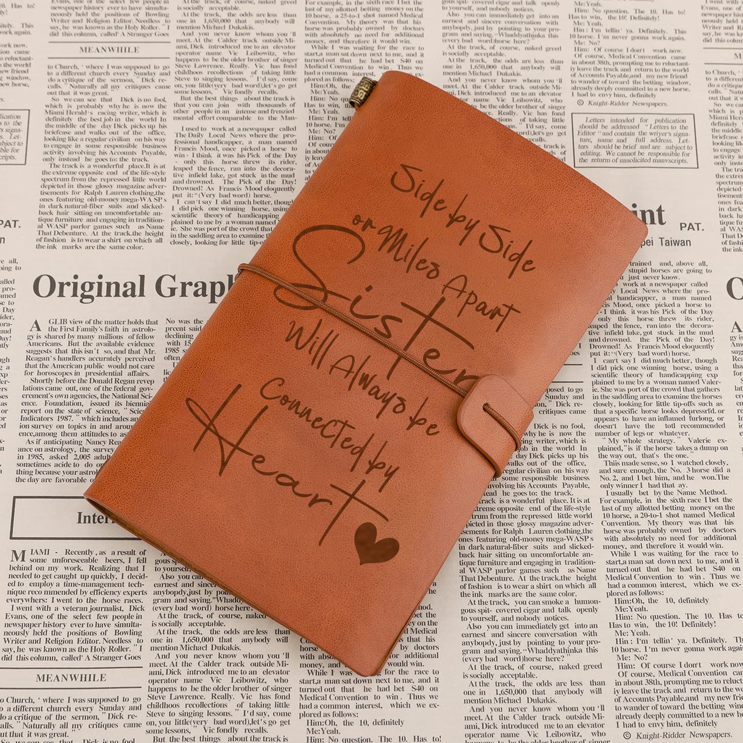 JOYKWE Friendship Gifts for Best Friend Gift from Sister Leather Journal Present for Sister - Side by Side or Miles Apart Friendship Gift for Women Friends Birthday Wedding Keepsake from Brother