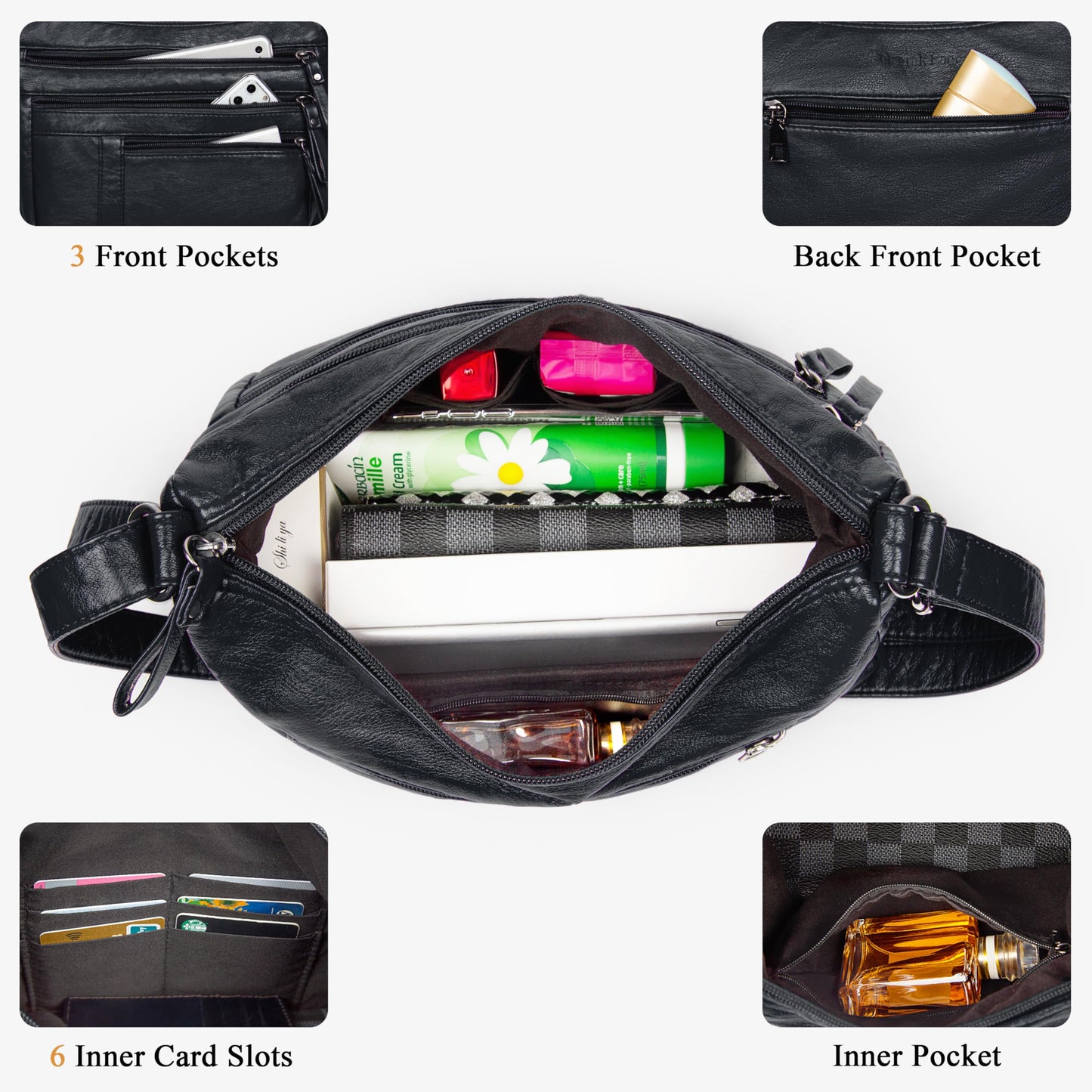 VOLGANIK ROCK Vegan Leather Purses for Women Lightweight and Soft Womens Crossbody Handbags with Multi Pockets, Card Slot, Gift for Women